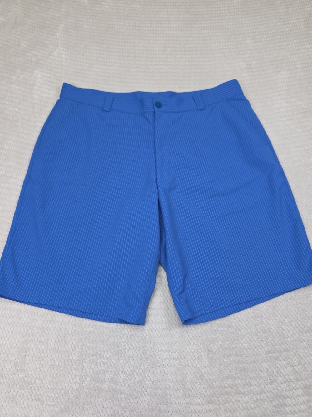 Under Armour Shorts Mens 40 Blue Pin Stripe Golf Shorts